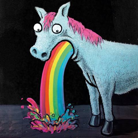 Pferd spuckt einen Regenbogen